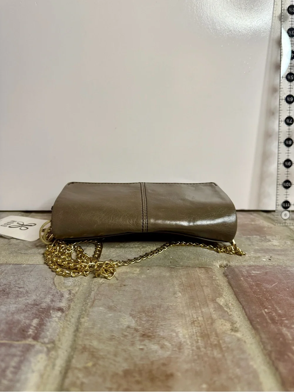 HOBO Jetty Leather Clutch/Crossbody – Shadow, Gold Chain — NWT